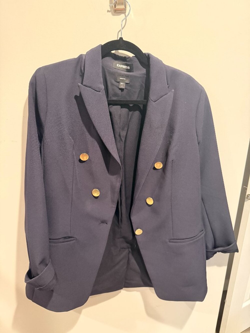 Navy Suit Jacket with Gold Buttons